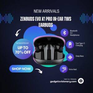 pTron Newly Launched Zenbuds Evo X1 Pro In-Ear TWS Earbuds, 65Hrs Playtime, Quad Mic TruTalk ENC Calls, Deep Bass, Bluetooth 5.3 Headphones,Fast Type-C Charging,Voice Asst. Touch Controls & IPX5(Grey)