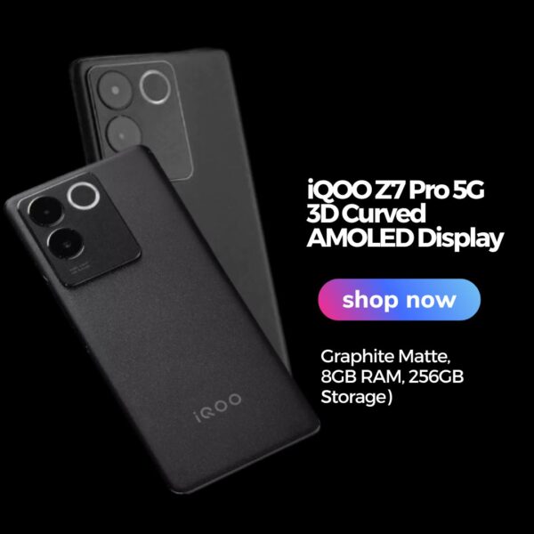 iQOO Z7 Pro 5G | 3D Curved AMOLED Display | Graphite Matte, 8GB RAM, 256GB Storage